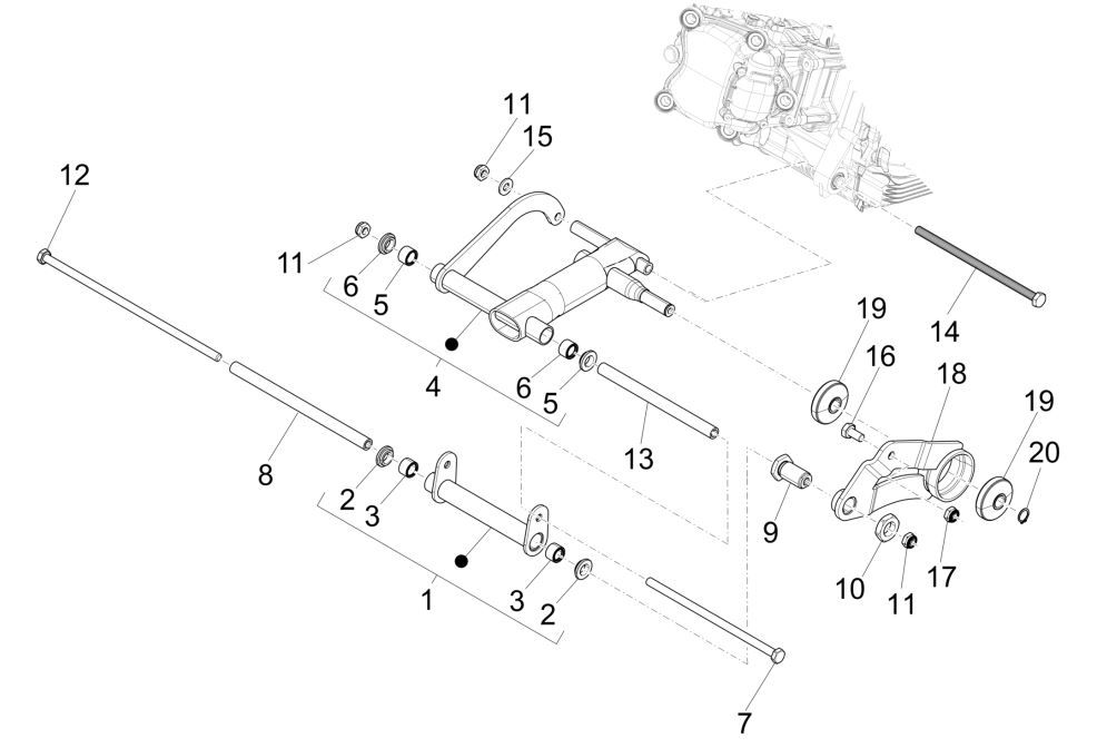 Piaggio MP3 300 ie E4 LT BUSINESS swing arm - SPORT NOABS-ABS 2016 - 2018 (EMEA)