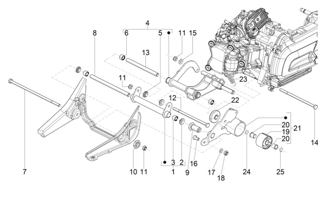 Piaggio MP3 300 HPE/300 HPE SPORT E5 ABS 2020-2022 swing arm (EMEA)