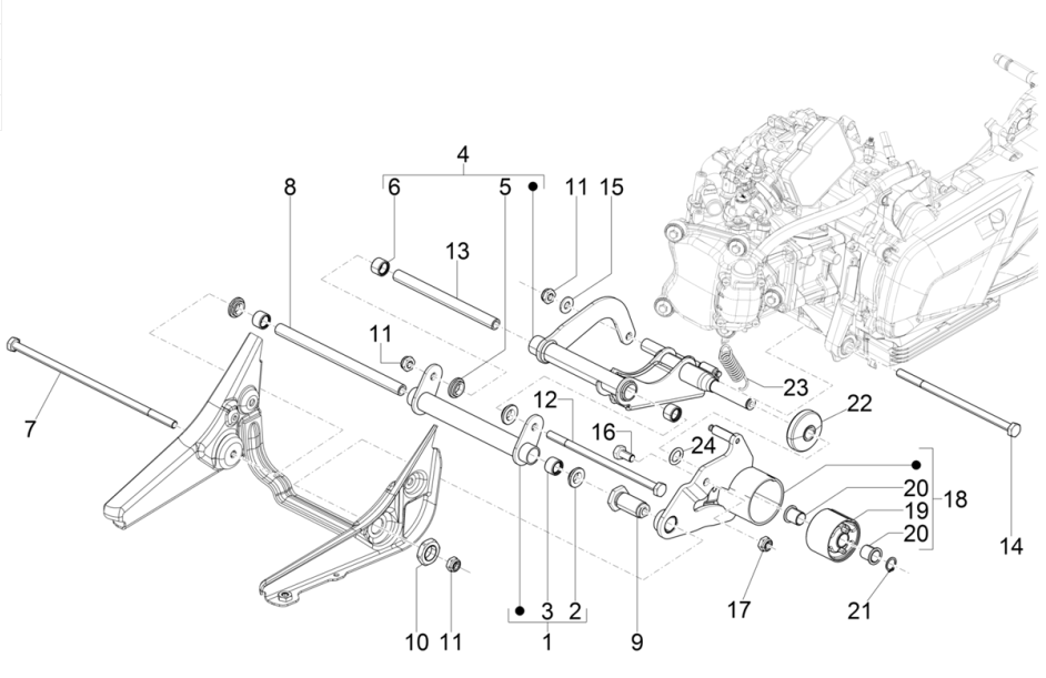 Piaggio Beverly 300 4T 4V HPE ABS E5 2021-2022 (EMEA)-Schommelarm Piaggio Beverly 300 4T 4V HPE ABS E5