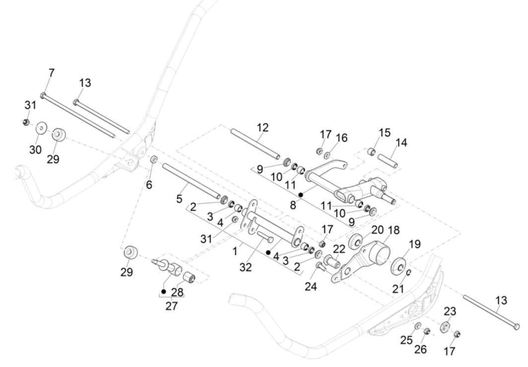 Piaggio MP3 350 Maxi sports E4 ABS 2018-2020 swing arm (EMEA)