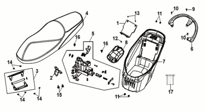 Seat Rear Carrier Sym Fiddle IV 50 E5