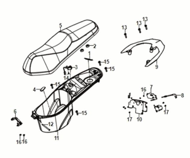Seat-Rear Grip Sym Jet 14 50I E5