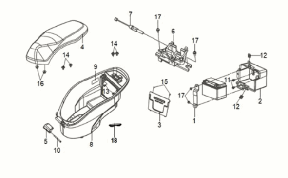 Seat - luggage box Sym Mio 50I E5