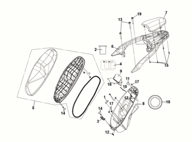 Seat - rear grip Sym Symphony ST 50 E5