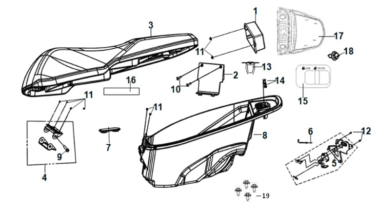 Seat - rear grip Sym X-Pro 50 E5