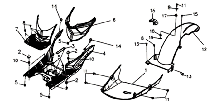 Foot plate/ frame cover Sym Symphony ST 125I E4 Black/Silver (BK-001C/S-882U)