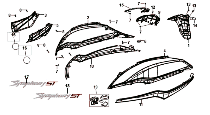 Plating Sym Symphony ST 125I E4 Black/Silver (BK-001C/S-882U)