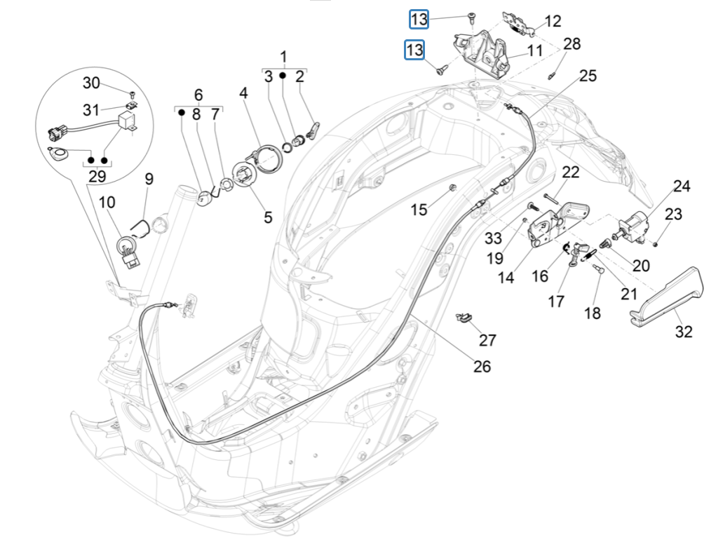 Vespa GTS 125 4T E4 ABS 2019 locks (EMEA)