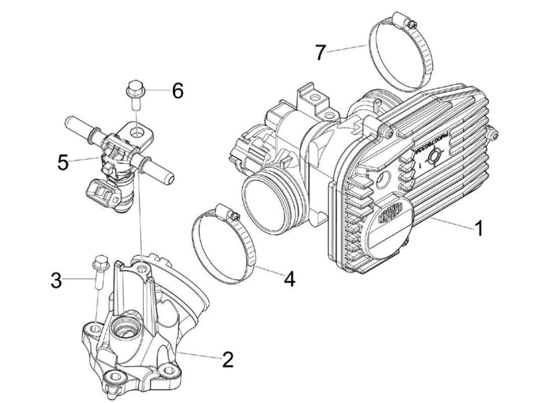 Throttle body - Injector - Piaggio MP3 300 ie E4 LT BUSINESS inlet connection - SPORT NOABS-ABS 2016 - 2018 (EMEA)