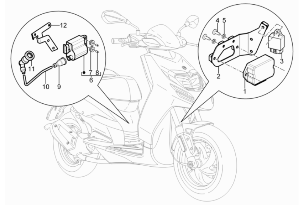 Voltage regulator - Ignition coil - Electronic parts Piaggio Typhoon 50 2-stroke Euro 3 2011