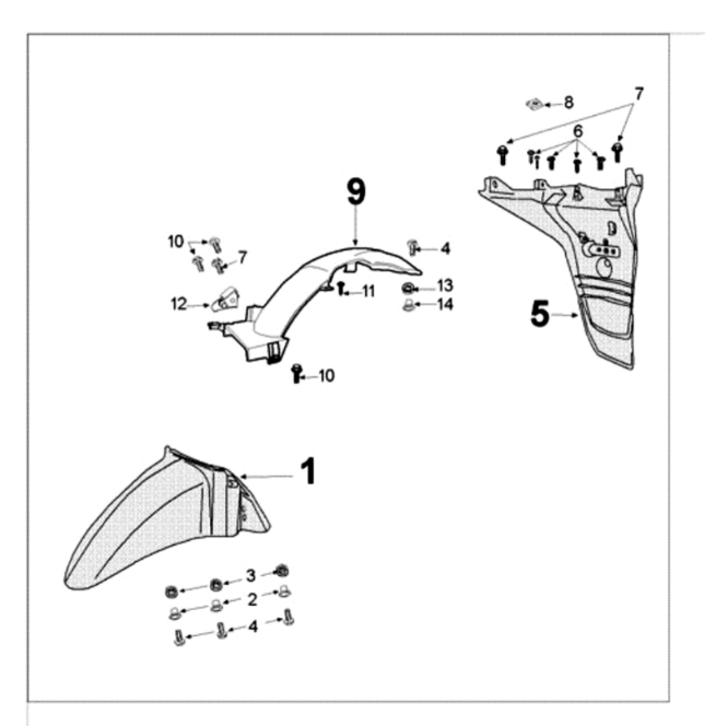 Spatborden Peugeot Tweet 125 E3 2010-2013 DUNE (M9)