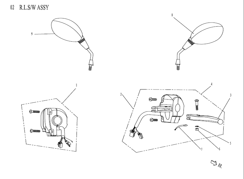 Mirror Handlebar Switch AGM Venom white