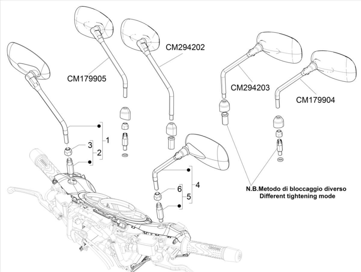 Mirrors Piaggio Beverly 300 IE ABS E4 2016 - 2020 (EMEA)