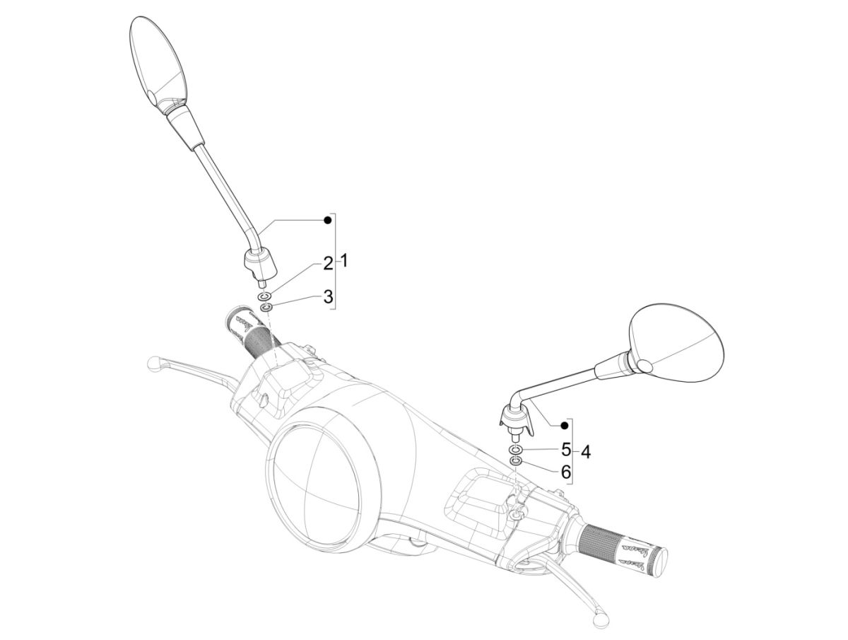 Vespa Elettrica 25/KMH SCH E5 2021 mirrors (EMEA)