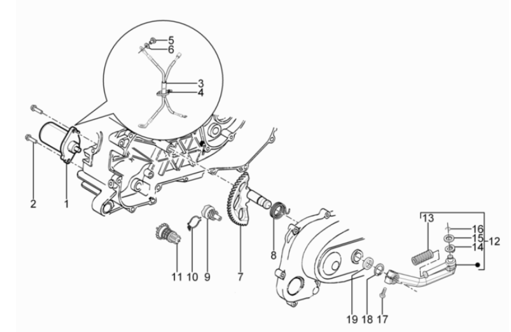 Starter Motor - Bendix Piaggio Typhoon 50 2-stroke Euro 3 2011