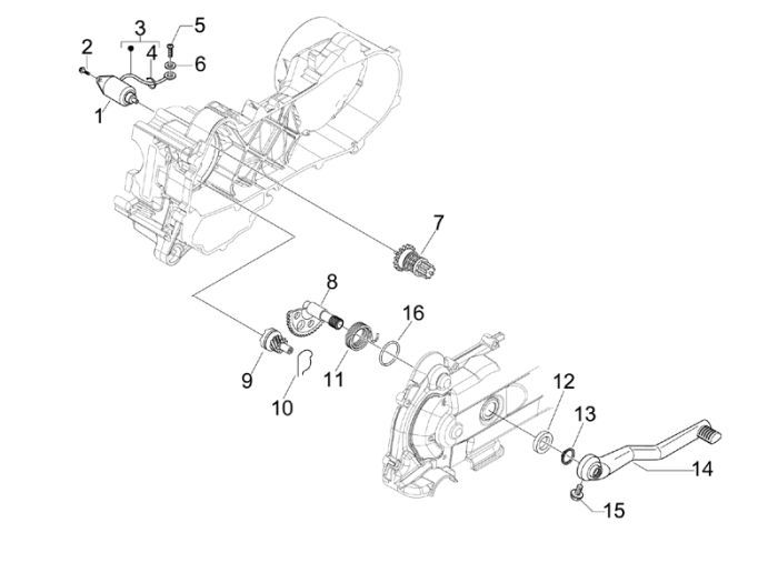 Starter parts Vespa Sprint 45km 4-stroke 4-valve