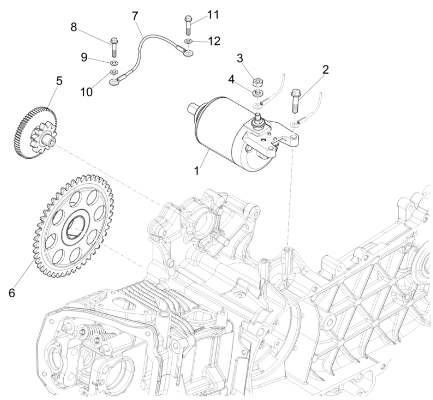 Starter motor - Starter gear Piaggio Fly 125 ie 4T 3V AC Euro 3