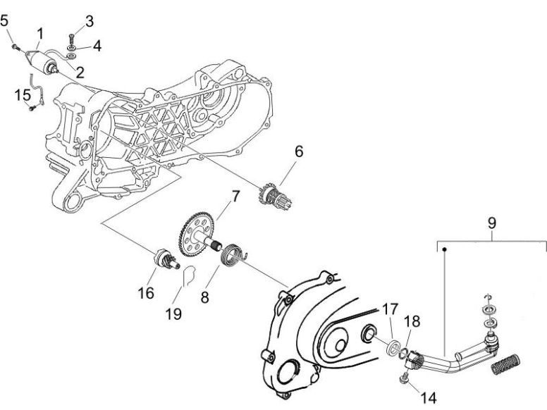 Starter- Kickstarter Piaggio Zip 2000 4-stroke AC