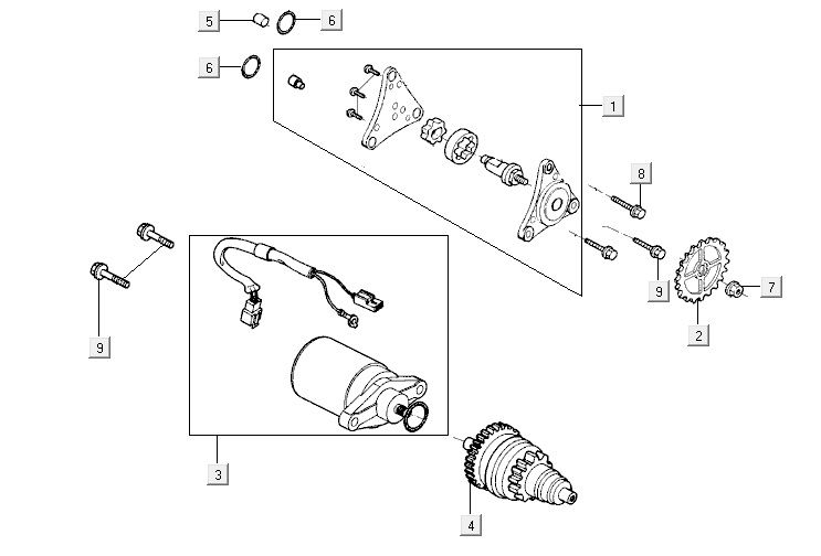 starter bendix Kymco Super 8 4-stroke (2007-2009) Blue yellow