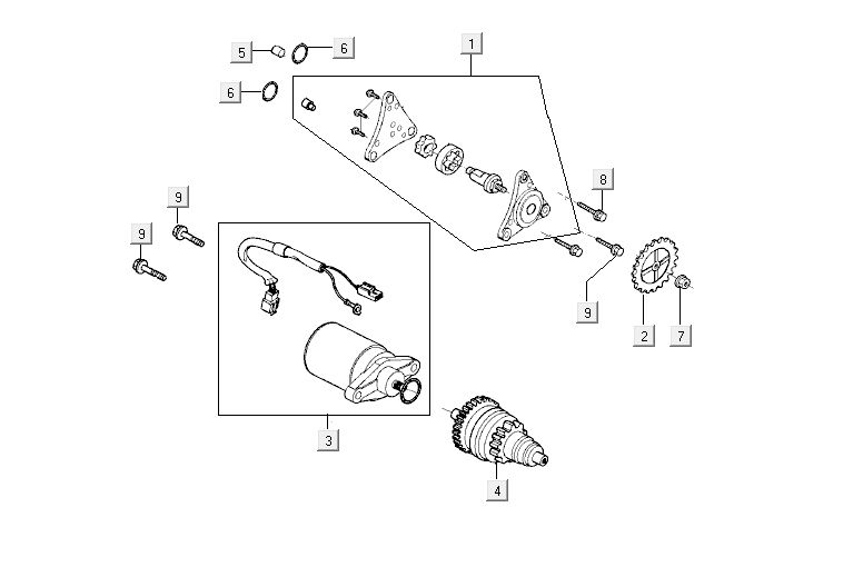 Starter motor - Bendix - Oil pump Kymco Agility 12