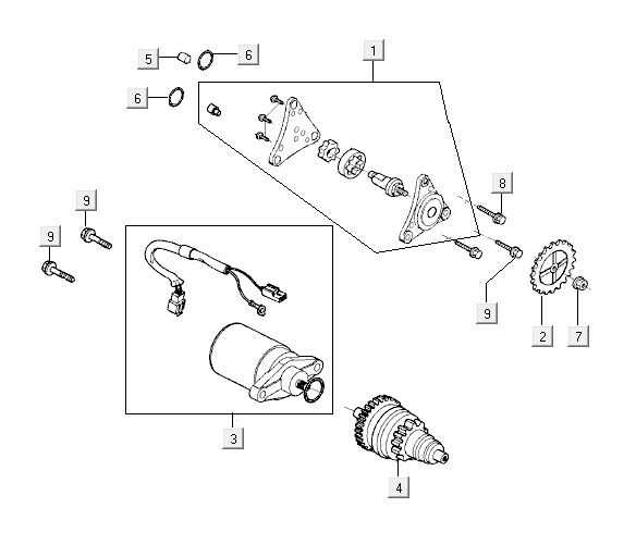 Starter Kymco VP50 4t ac oak metallic