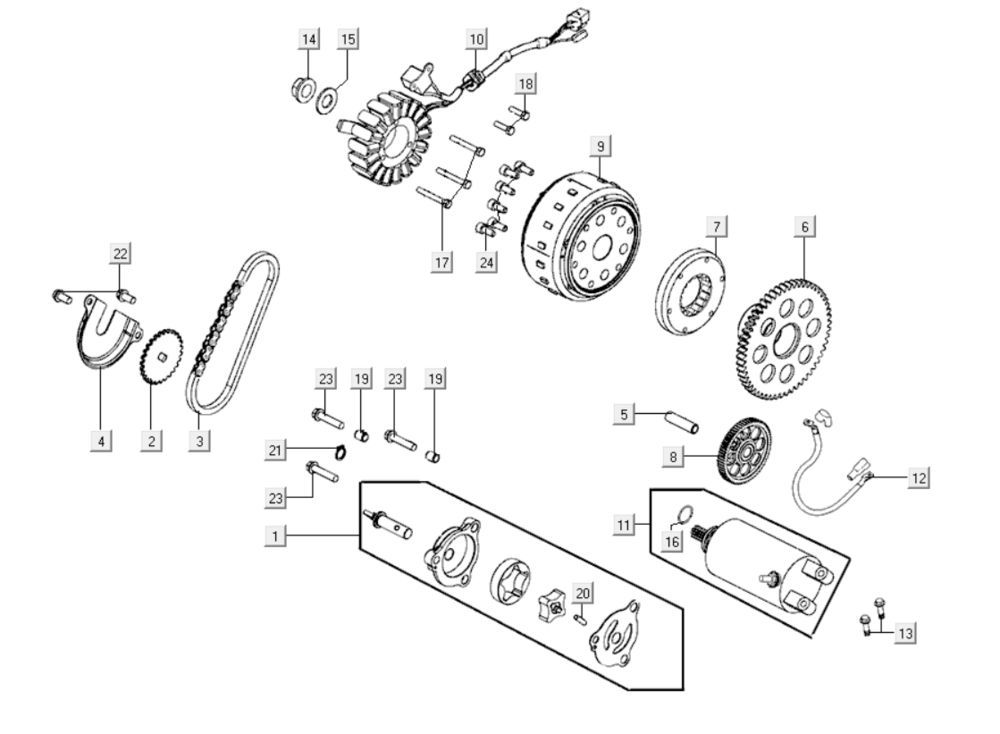 Starter Kymco Xciting 400i Pearly Black
