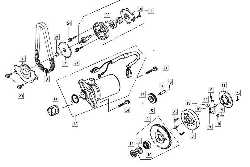 Starter Kymco Maxxer 90 Black
