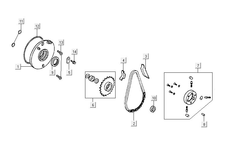 Start transmission Kymco Activ 4-stroke red-black