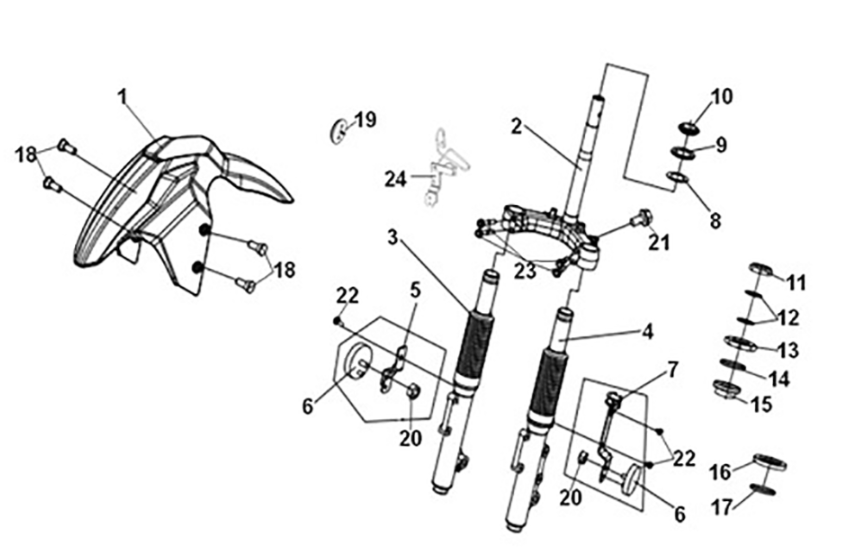 Steering stem - front cushion Sym ADX 125i ABS+ TCS E5 2023 CONCRETA GREY (GY-008C)