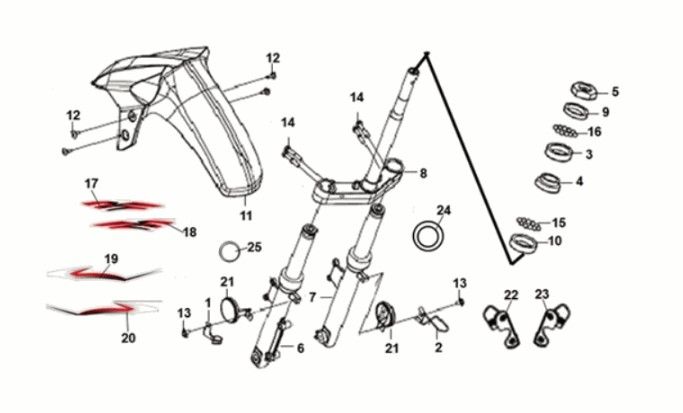 Steering  stem - front cushion Sym Crox 50 E5 BLACK/BLACK (BK-007U)