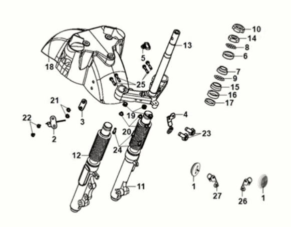 Steering stem - front cushion Sym Fiddle IV 125i AC CBS E5 2020-2021WHITE (WH-8018P)