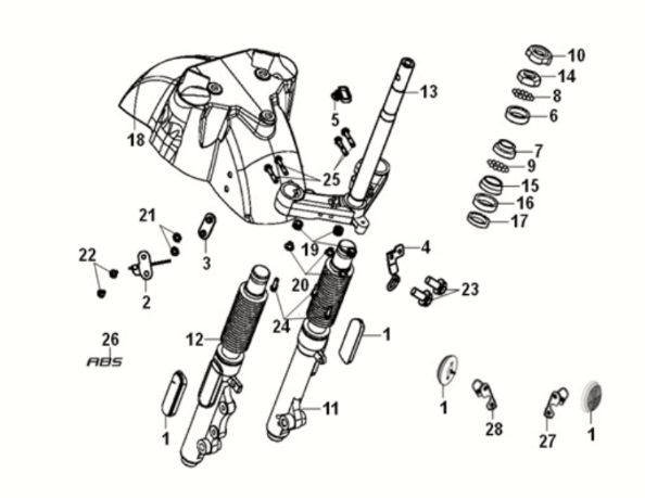 Steering stem - front cushion Sym Fiddle IV 125i LC ABS E5 2020-2021 WHITE (WH-8028P)