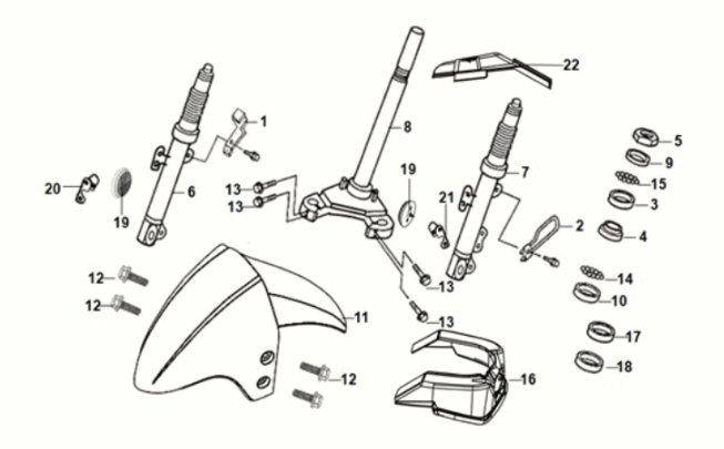 Handlebar stem - front cushion Sym Orbit III 50 E5 Ice Sea Blue/ Matte Iron Grey (BU-300S/GY7450U)