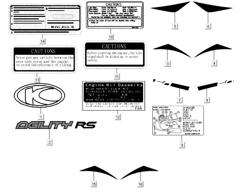 Emblems – Stickers – Logo Kymco Agility RS 50 4T AC white 2011