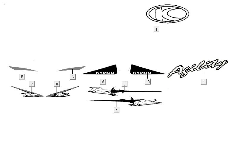 stickers-transfers Kymco Agility RS 4-stroke black 09