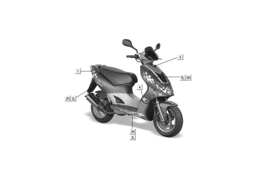 stickers transfers Kymco Super9 AC 2-stroke nm silver - black