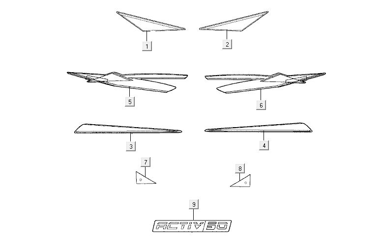 Stickers 2 Kymco Activ 4-stroke blue-black