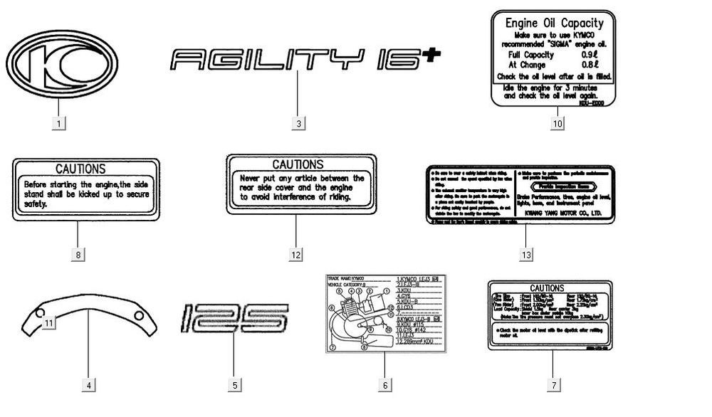 decal AGILITY 16+ 4T 125 Matte Metallic Light Blue