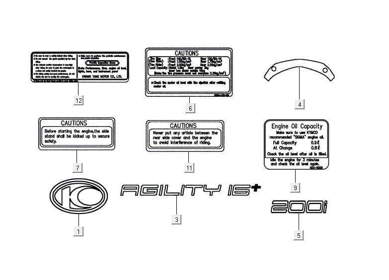 stickers AGILITY 16+ 4T 200i Matte Metallic Silver