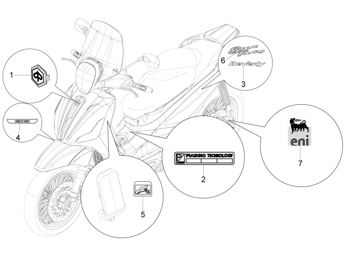 Decals and Decals Piaggio Beverly 350 E3 Sport Touring 2013-2014