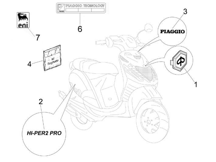 Stickers and Decals Piaggio Zip 50 SP 2006-2013 shiny black 94