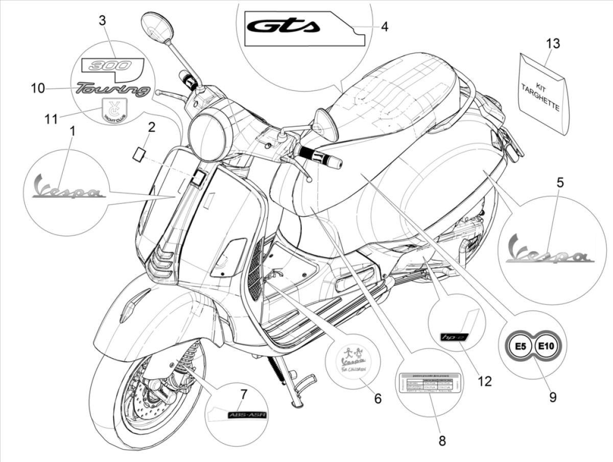 Emblems Vespa GTS 300 HPE 4T 4V IE ABS E4 2019 (EMEA)