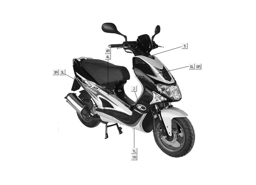 stickers Kymco Super9 ac o.m 2-stroke RaceBlack Yellow