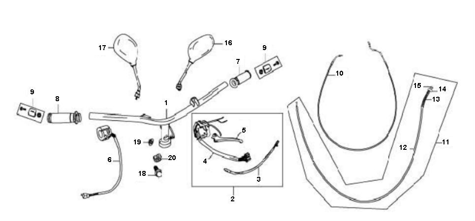 Handlebar Mirrors Baotian Speedy 4-stroke