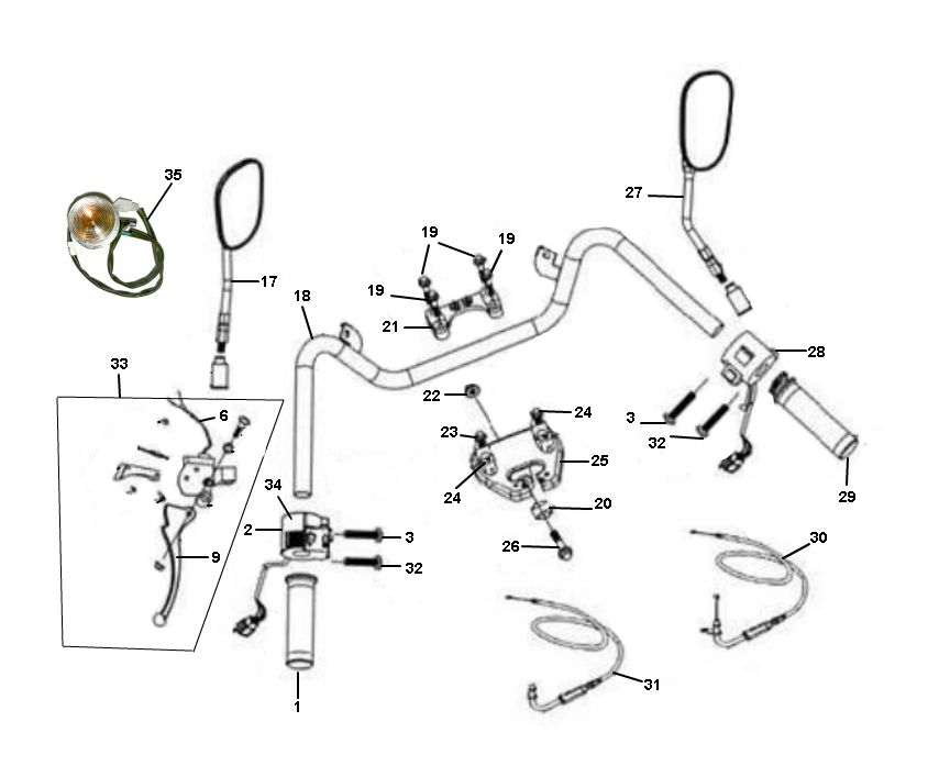 Handlebar Mirrors Sun Aurora 4-stroke