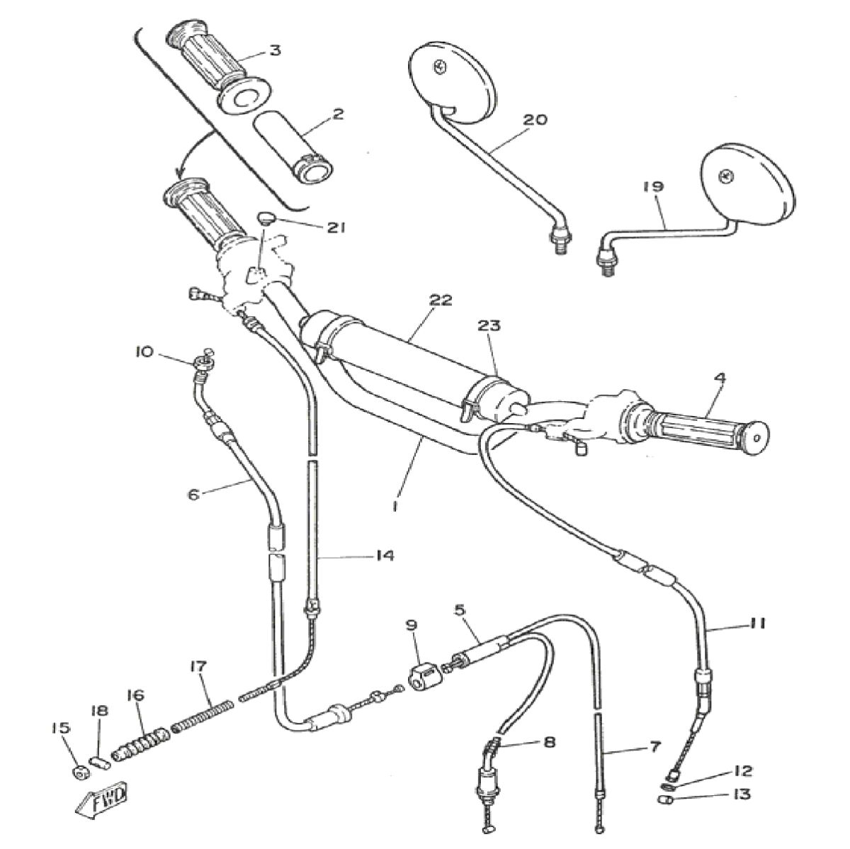 Stuur - kabels - spiegels Yamaha DT-50 MX