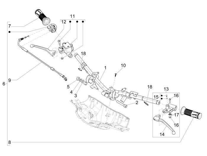Handlebar parts Vespa Sprint 2-stroke
