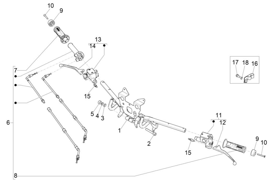 Handlebar Wheel - Brake Pumps Piaggio Medley 125 ABS E5 2021-2022 (EMEA)