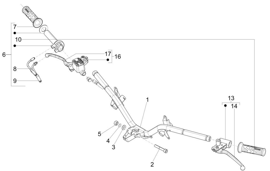 Handlebar Wheel - Piaggio Fly 125 4-stroke 3V IE E3 Brake Pumps