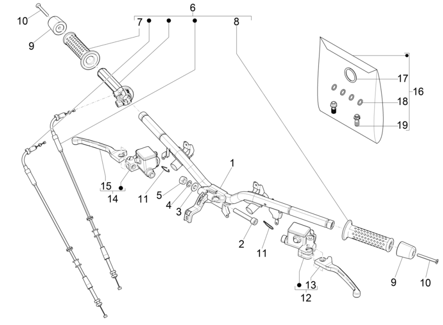 Handlebar Wheel - Vespa GTS 125 4T E4 ABS 2019 Brake Pumps (EMEA)